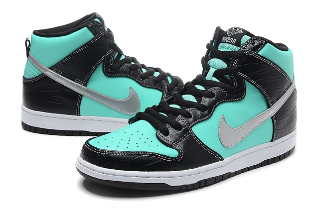 耐克nike sb dunk high diamond tiffany 钻石男鞋 653599-400(653599