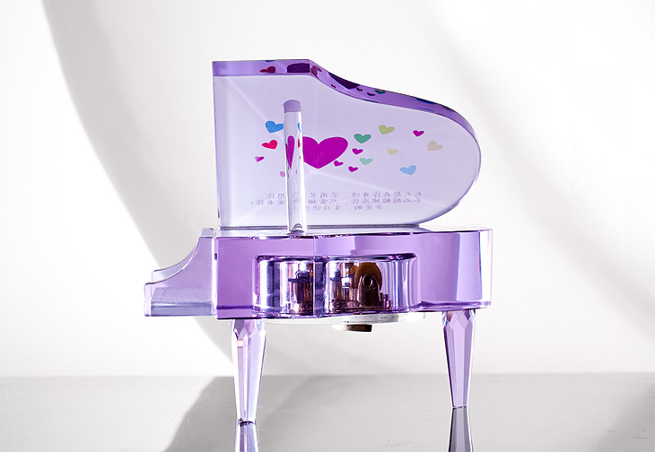 卡当 个性定制 高级紫色水晶钢琴音乐盒