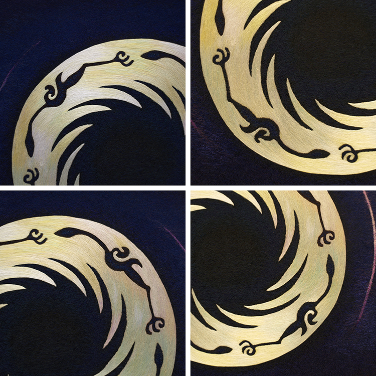 《太阳神鸟>(蓝底)非物质文化遗产 仿真乱针绣 手 工刺绣 满绣 艺术