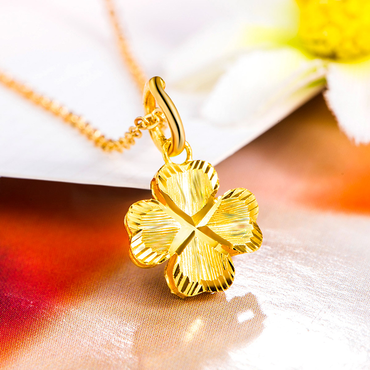 禧六福 千足金999四叶草吊坠 幸福 时尚黄金饰品项坠(约2.19克)