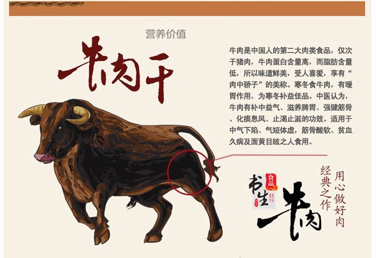 书生 温州风味手撕牛肉干(xo酱味)100g 牛肉片湖岭特产肉类零食干品