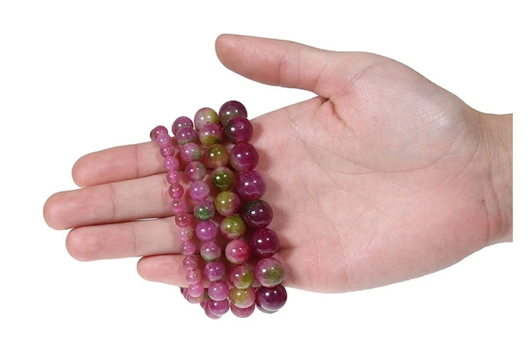 银吉饰 西瓜手链 男女款西瓜石手链 双色西瓜晶手链手串饰品(12mm)