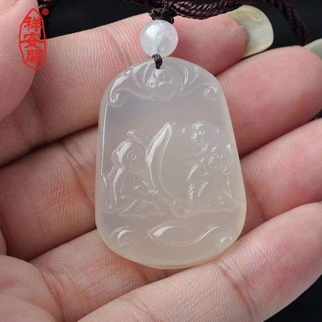 祥安阁三猴桃吊坠护身符 2015羊年属蛇人吉祥物(*防伪)