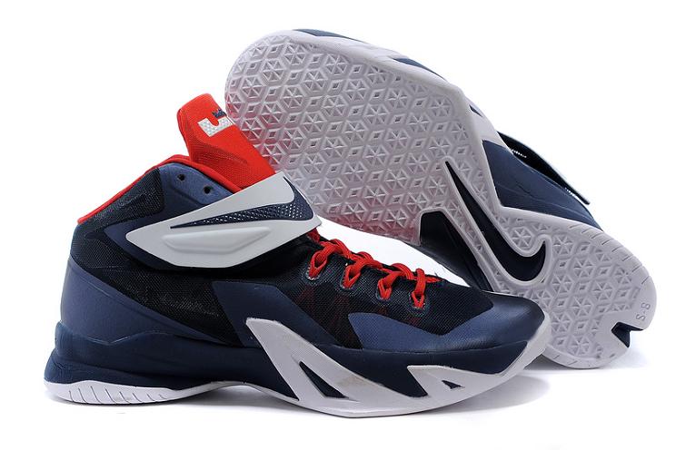 耐克/nike zoom soldier 詹姆斯士兵8篮球鞋653642(653641-003黑红 41