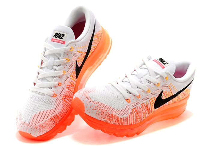 耐克nike 2015新款flyknit air max彩虹编织气垫飞线跑步鞋(紫桔红