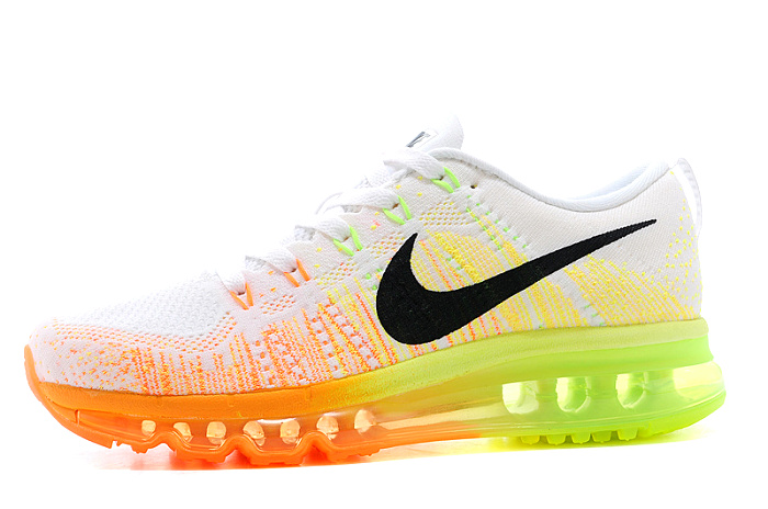 耐克nike 2015新款flyknit air max彩虹编织气垫飞线跑步鞋(紫桔红