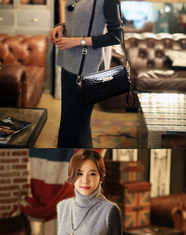 奢华女士漆皮鳄鱼纹单肩手拿包(蓝色)【图片 价格 品牌 报价】-国美