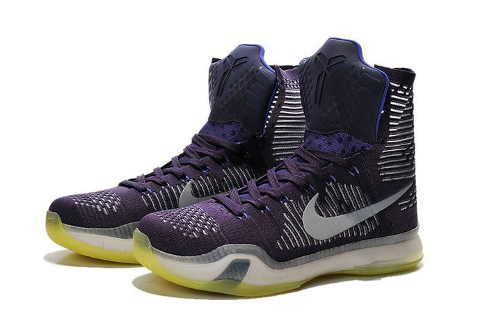 专柜* 耐克/nike 科比10代高帮篮球鞋 kobe10篮球鞋 编织 精英紫 黑白