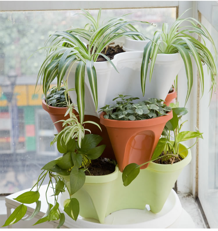 雅客集 多用花盆 办公室家用三层多功能花盆pa-14004