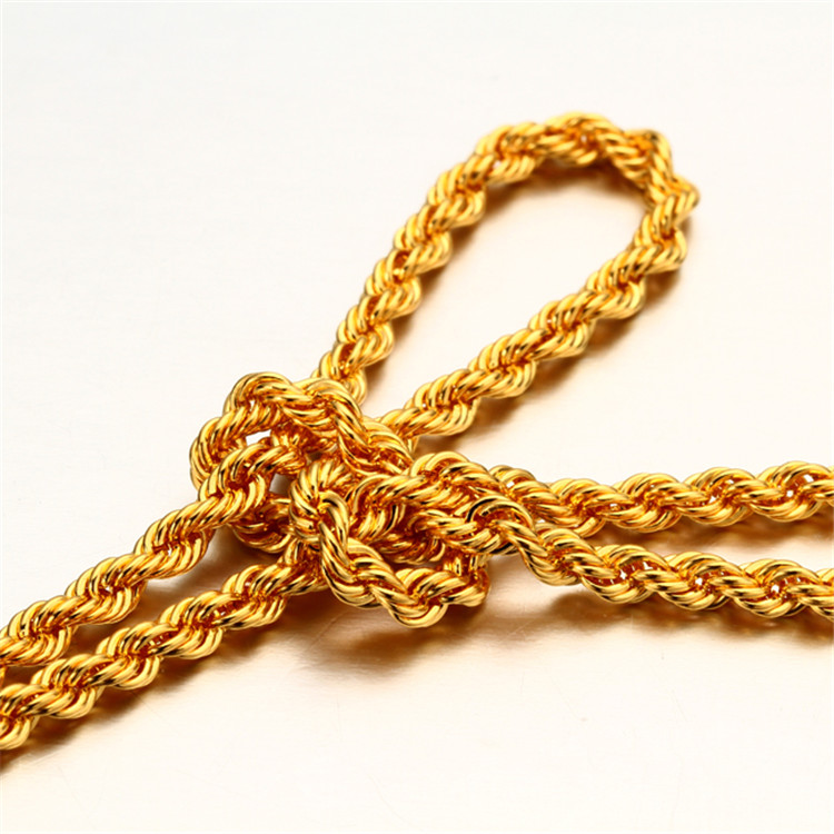 传世美钰 黄金项链 时尚麻绳项链 女款(8.22)