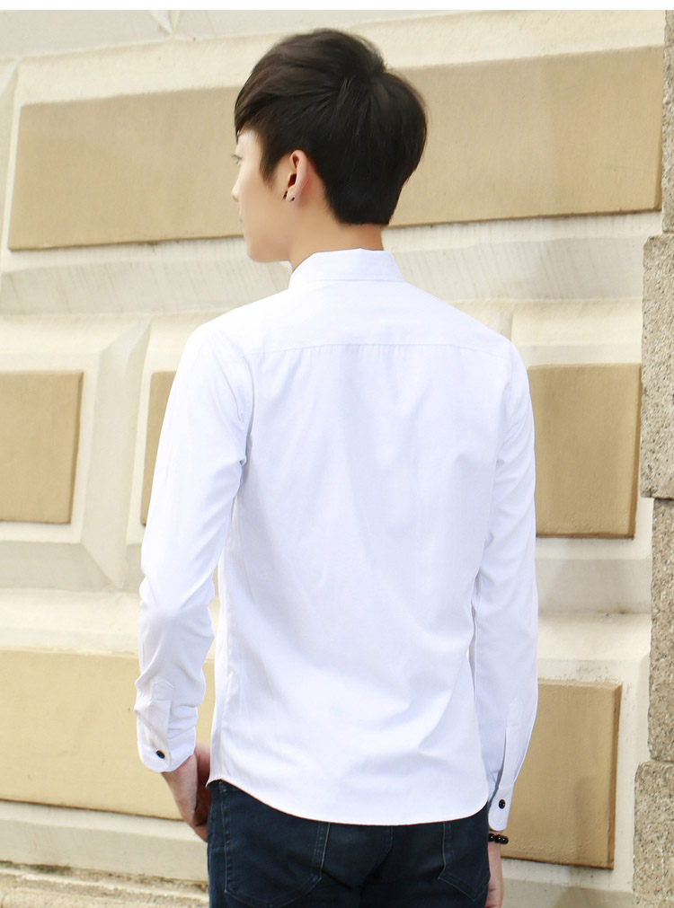 少爷古车 男士春款新品时尚衬衣 男韩版修身纯棉长袖衬衫 sls0806(浅