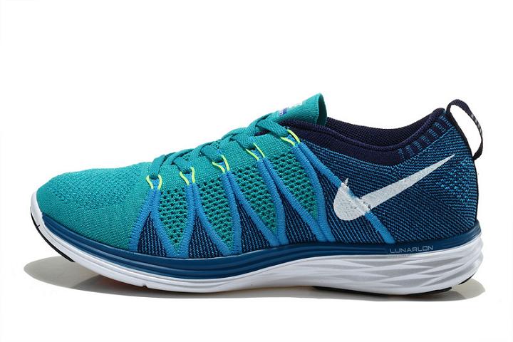 耐克登月跑鞋编织flyknit lunar2飞线男鞋新款跑步鞋(湖水蓝 44)