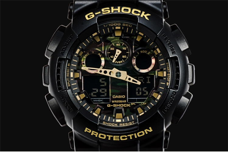 防震防水运动手表g-shock迷彩双显户外男表ga-100cf-1a9/100cf-1(黑金