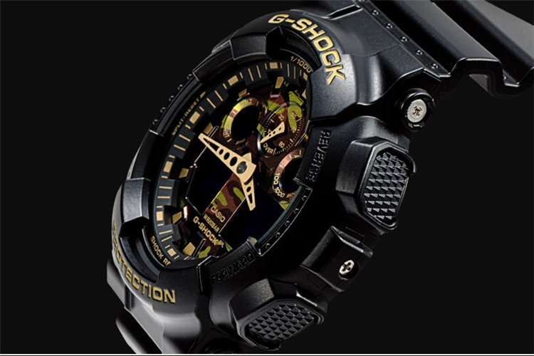 防震防水运动手表g-shock迷彩双显户外男表ga-100cf-1a9/100cf-1(黑金